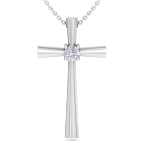 1/5 Carat Diamond Cross Necklace In 14K White Gold, 18 Inches