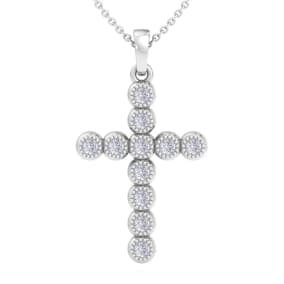 1/5 Carat Diamond Cross Necklace In 14K White Gold, 18 Inches