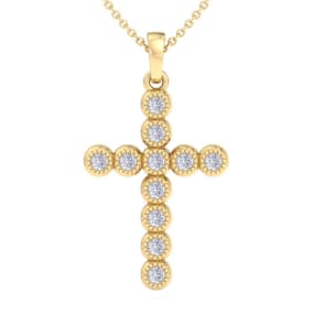 1/5 Carat Diamond Cross Necklace In 14K Yellow Gold, 18 Inches