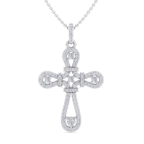ThyDiamond™ 1/2 Carat Diamond Cross Necklace In Sterling Silver, 18 Inches
