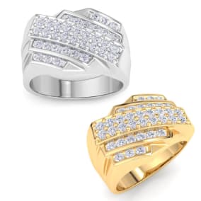 Men's 1ct Diamond Ring In White and Yellow Gold
