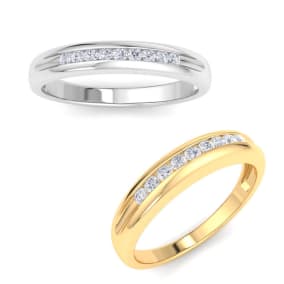 Men's 1/5ct Diamond Ring In White and Yellow Gold