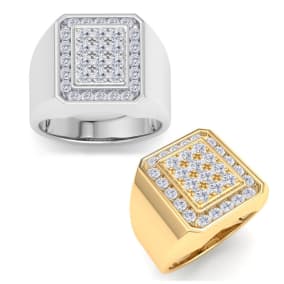 Men's 1ct Diamond Ring In 10K White and Yellow Gold