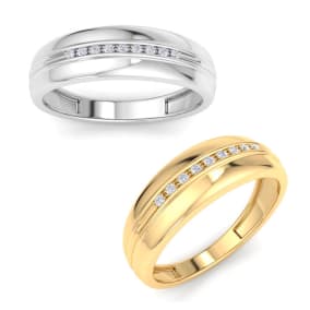 Modern Channel Set Mens Diamond Band in White and Yellow Gold