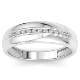 Modern Channel Set Mens Diamond Band in White Gold