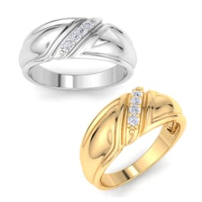 Men's 1/10ct Diamond Ring In White and Yellow Gold