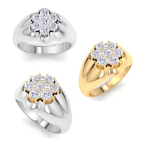 Men's 1ct Diamond Ring In White, Yellow and Two-Tone Gold