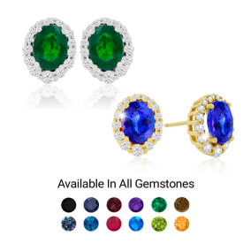 3.20 Carat Fine Quality Emerald And Diamond Earrings In 14K White Gold