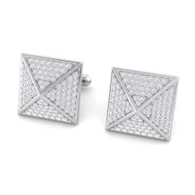 1 3/4 Carat Lab Grown Diamond Cufflinks For Men In 14 Karat White Gold