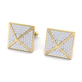 1 3/4 Carat Diamond Cufflinks For Men In 14 Karat Yellow Gold