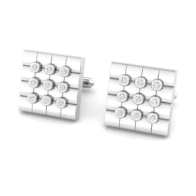 1/2 Carat Lab Grown Diamond Cufflinks For Men In 14 Karat White Gold