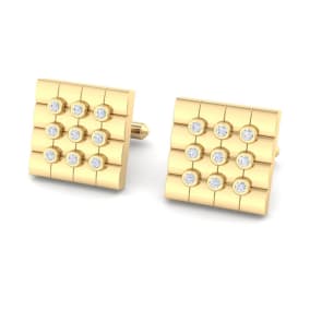 1/2 Carat Diamond Cufflinks For Men In 14 Karat Yellow Gold