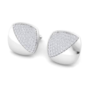 3 1/2 Carat Lab Grown Diamond Cufflinks For Men In 14 Karat White Gold