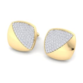 3 1/2 Carat Lab Grown Diamond Cufflinks For Men In 14 Karat Yellow Gold