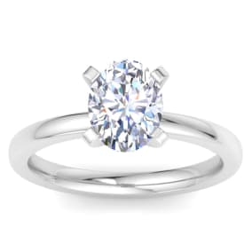 2 Carat Oval Shape Lab Grown Diamond Solitaire Engagement Ring In 14K White Gold