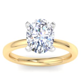 3 Carat Oval Shape Lab Grown Diamond Ring In 14K Yellow Gold, Solitaire