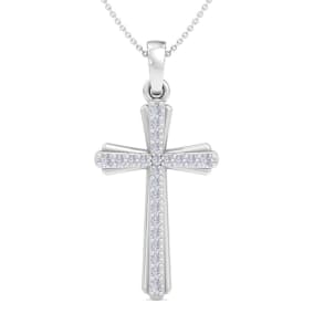 0.15 Carat Diamond Cross Necklace In 14K White Gold, 18 Inches