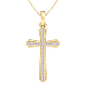 0.15 Carat Diamond Cross Necklace In 14K Yellow Gold, 18 Inches