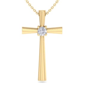 1/5 Carat Diamond Cross Necklace In 14K Yellow Gold, 18 Inches