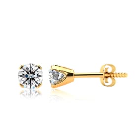 Lab Grown Diamond Earrings| 1 1/4 Carat Diamond Stud Earrings In 14 Karat Yellow Gold (H-I Color, SI1-SI2 Clarity)