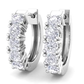 1/2 Carat Diamond Mens Hoop Earrings In 14 Karat White Gold