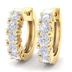1/2 Carat Diamond Mens Hoop Earrings In 14 Karat Yellow Gold