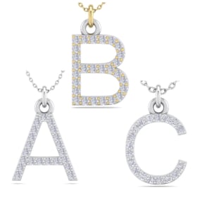 Diamond Initial Necklace In 14 Karat Gold, All Initials Available 