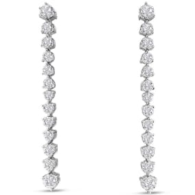 4 Carat Diamond Drop Earrings In 14 Karat White Gold