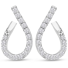 1 1/3 Carat Front-Back Diamond Hoop Earrings In 14 Karat White Gold