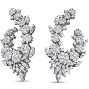 5 Carat Front-Back Fancy Diamond Hoop Earrings In 14 Karat White Gold