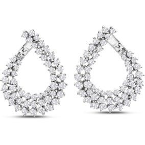 6 3/4 Carat Front-Back Diamond Hoop Earrings In 14 Karat White Gold