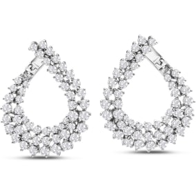 6 3/4 Carat Natural Front-Back Diamond Hoop Earrings In 14 Karat White Gold, 1 Inch