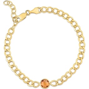 6mm Citrine Curb Chain Bracelet In 14K Yellow Gold