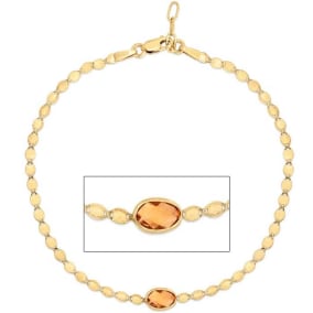 6x4mm Citrine Mirrored Chain Bracelet In 14K Yellow Gold