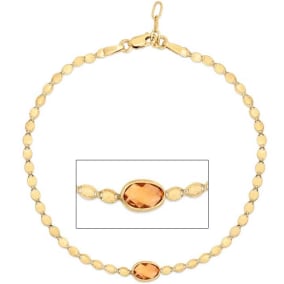 6x4mm Citrine Mirrored Chain Bracelet In 14K Yellow Gold