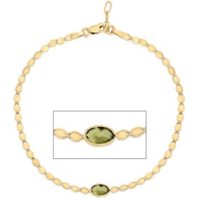 6x4mm Peridot Mirrored Chain Bracelet In 14K Yellow Gold