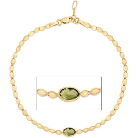 6x4mm Peridot Mirrored Chain Bracelet In 14K Yellow Gold