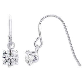 1 Carat Moissanite Drop Earrings In Sterling Silver, 1/2 Inch