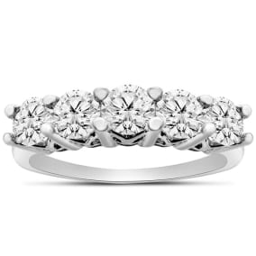 1 Carat Moissanite Five Stone Ring In Sterling Silver