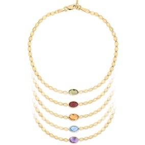 6x4mm Gemstone Mirrored Chain Bracelet In 14K Yellow Gold – Many Colors Available!
