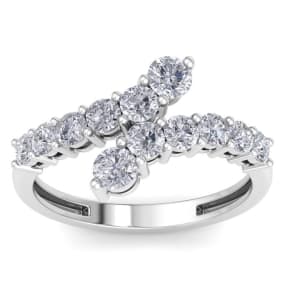 1ct Journey Style Right Hand Diamond Ring in 14k White Gold