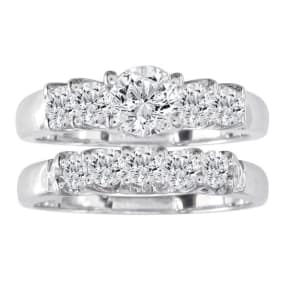 1 1/2ct Diamond Bridal Set, 1/2ct Center Diamond in 14k White Gold, Also Available in Yellow Gold and Other Diamond Weights