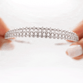 2 Carat Lab Grown Diamond Flexible Bangle Bracelet In 14 Karat White Gold, 7 Inches