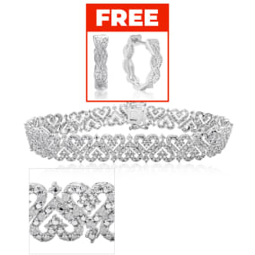 Exclusive Closeout: New 1ct Diamond Bracelet in Beautiful Heart Motif. Very Finely Crafted.