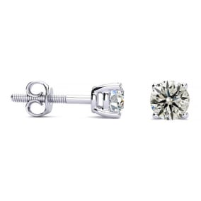 Estate Jewelry AGS Certified 1/3 Carat Diamond Stud Earrings In 14 Karat White Gold