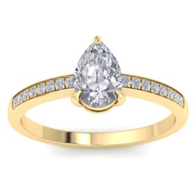 Retrograde Birthstones™ 1 1/4 Carat Pear Shape Diamond Engagement Ring In 14K Yellow Gold