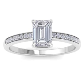 Retrograde Birthstones™ 1 1/4 Carat Emerald Cut Diamond Engagement Ring In 14K White Gold