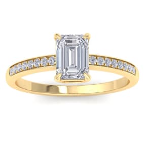 1 1/4 Carat Emerald Shape Diamond Engagement Ring In 14K Yellow Gold