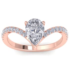1 1/2 Carat Pear Shape Lab Grown Diamond Engagement Ring In 14K Rose Gold