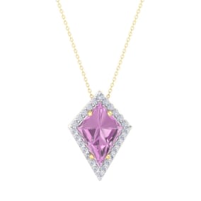Pink Topaz Necklace: 1 3/4 Carat Pink Topaz and Diamond Necklace